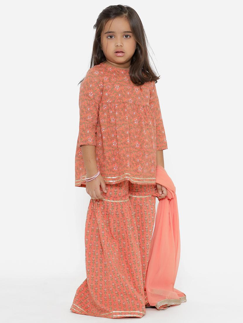 girl printed kurta sharara set - 18519878 - Standard Image - 1