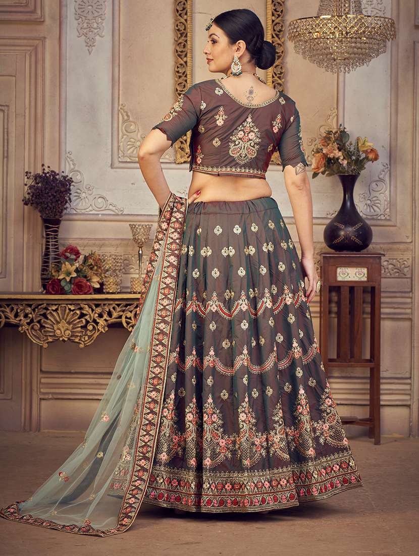 embroidered semi-stitched lehenga choli with dupatta - 18520162 -  Standard Image - 1