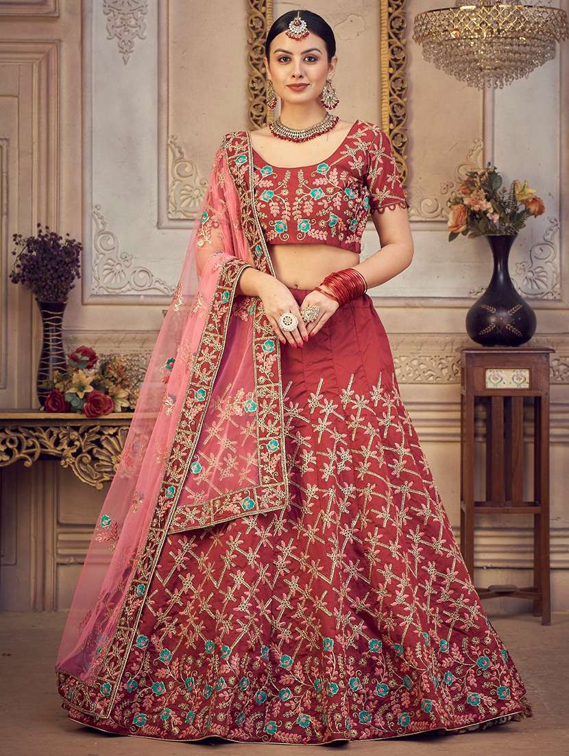 embroidered semi-stitched lehenga choli with dupatta