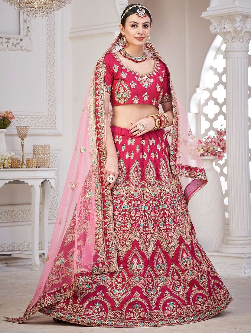embroidered semi-stitched lehenga choli with dupatta - 18520164 -  Standard Image - 1