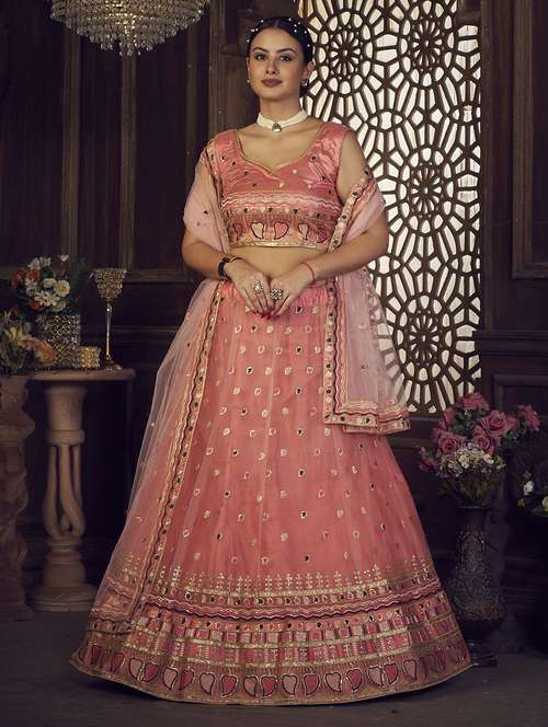 sequined semi-stitched lehenga choli with dupatta - 18520165 - Standard Image - 0