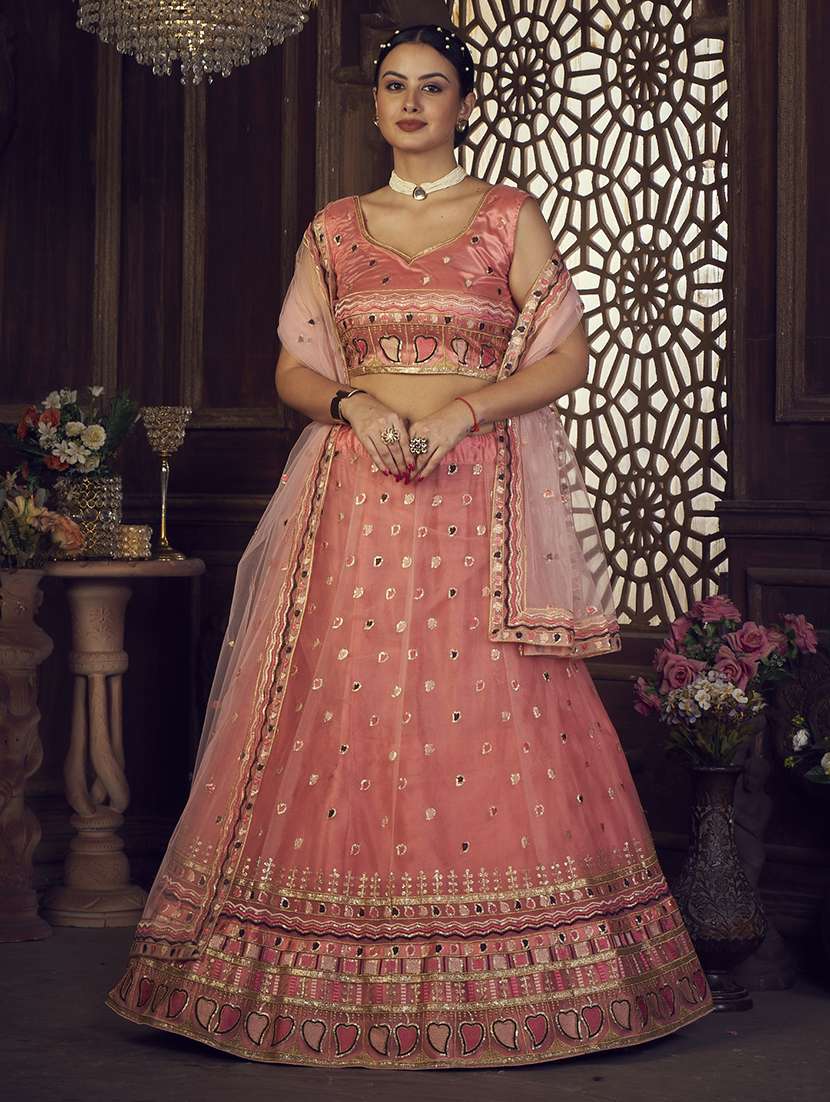 sequined semi-stitched lehenga choli with dupatta - 18520165 - Zoom Image - 0