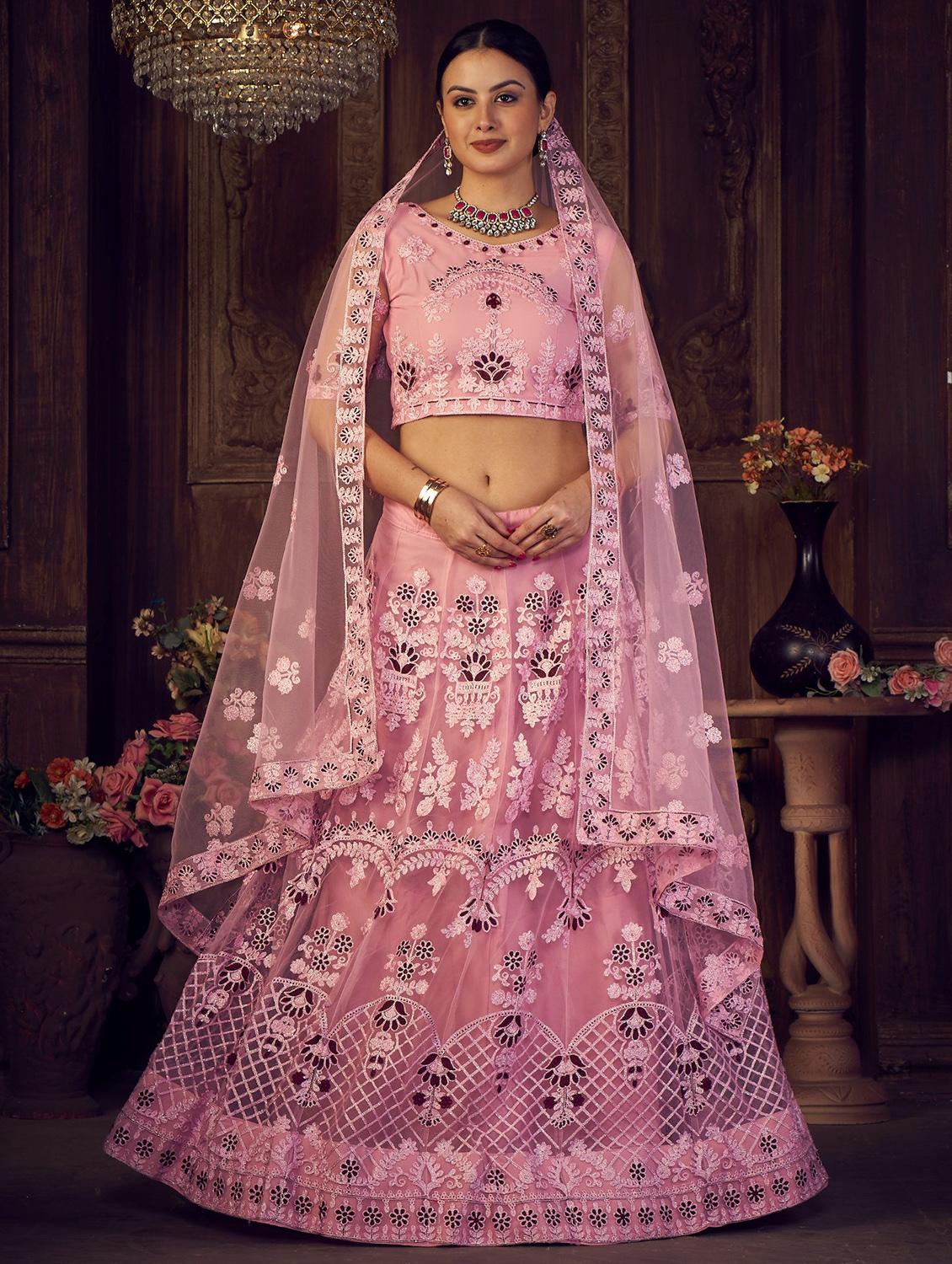 embroidered semi-stitched lehenga choli with dupatta - 18520174 - Zoom Image - 0
