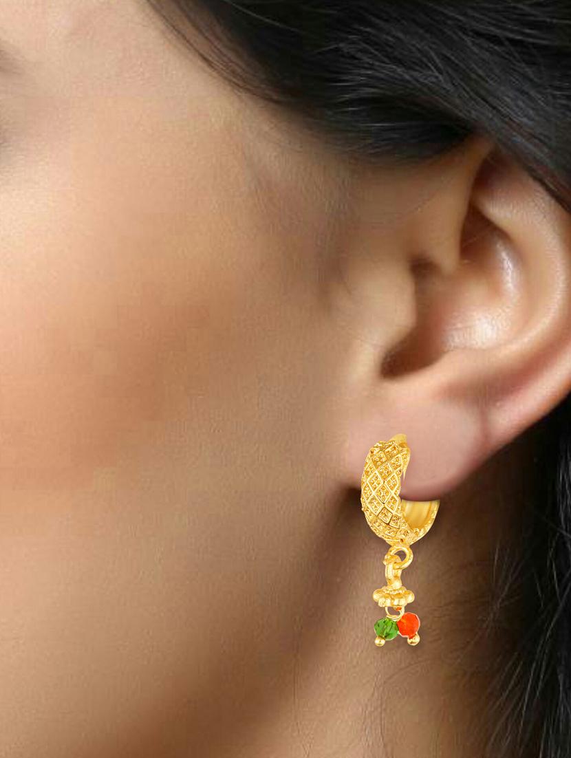 gold plated drop bali earring  - 18520215 -  Standard Image - 1