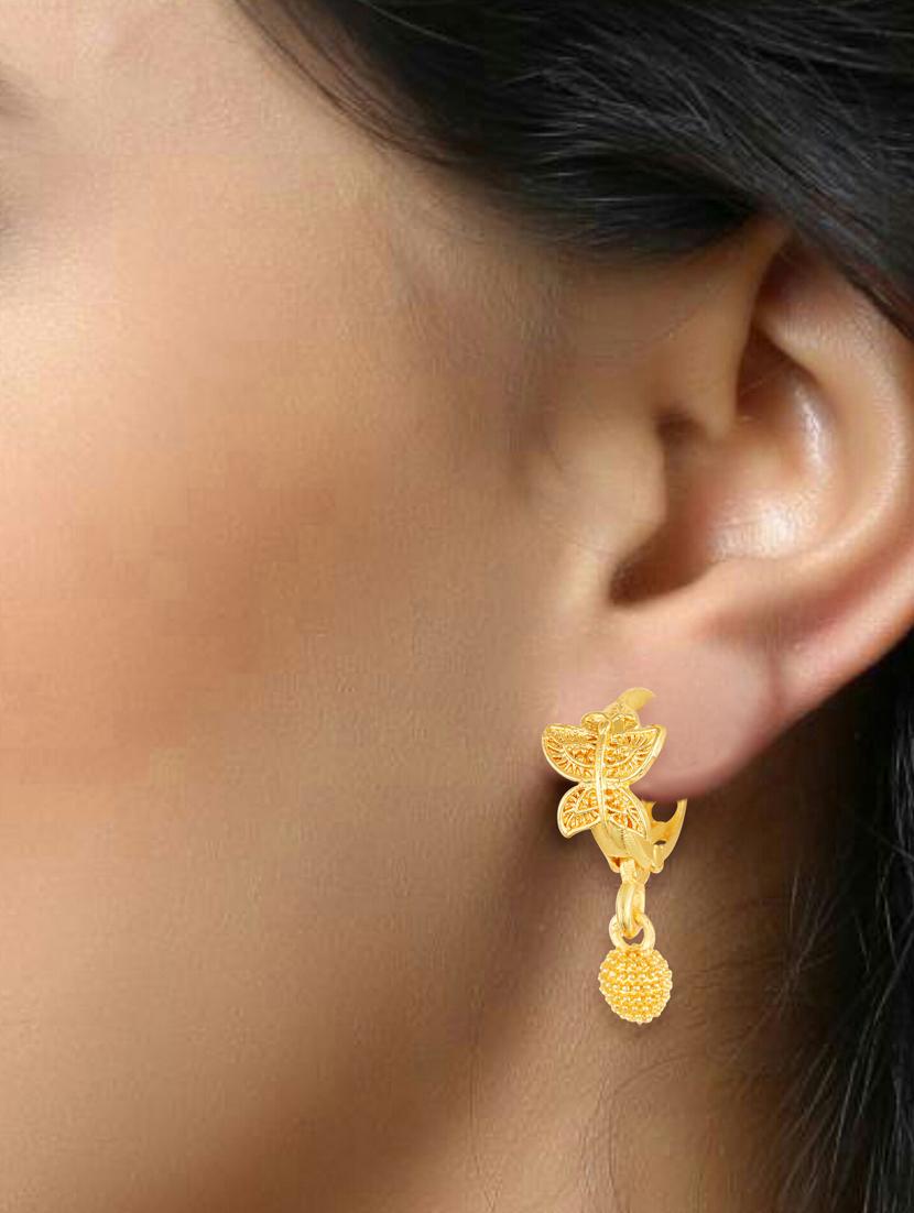 gold plated drop bali earring - 18520216 - Standard Image - 1