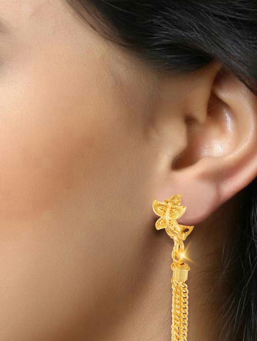 gold plated drop earring  - 18520217 -  Standard Image - 1
