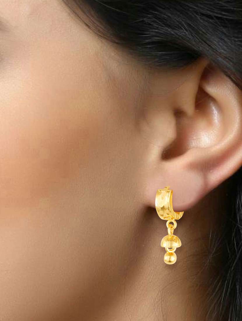 gold plated drop bali earring - 18520220 - Standard Image - 1