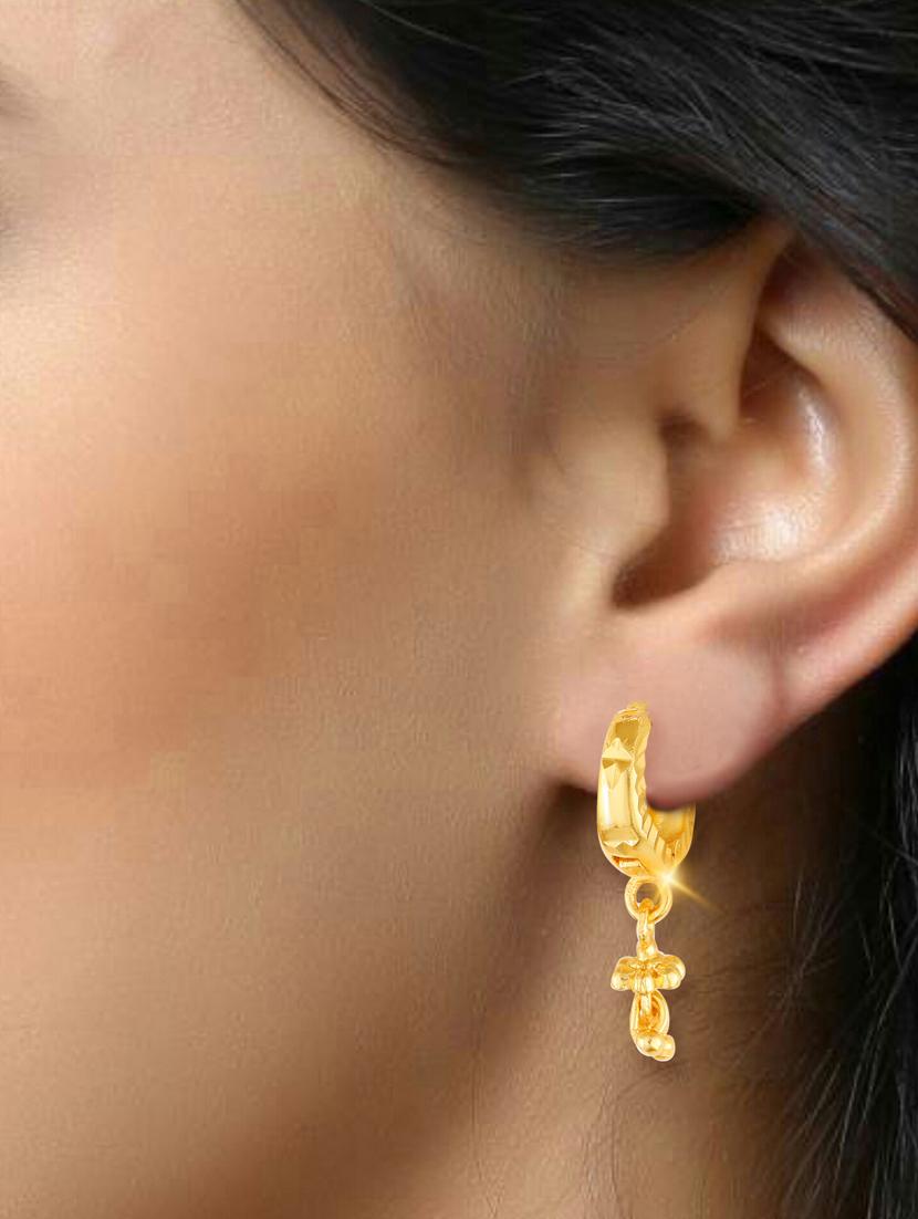 gold plated drop bali earring - 18520224 - Standard Image - 1