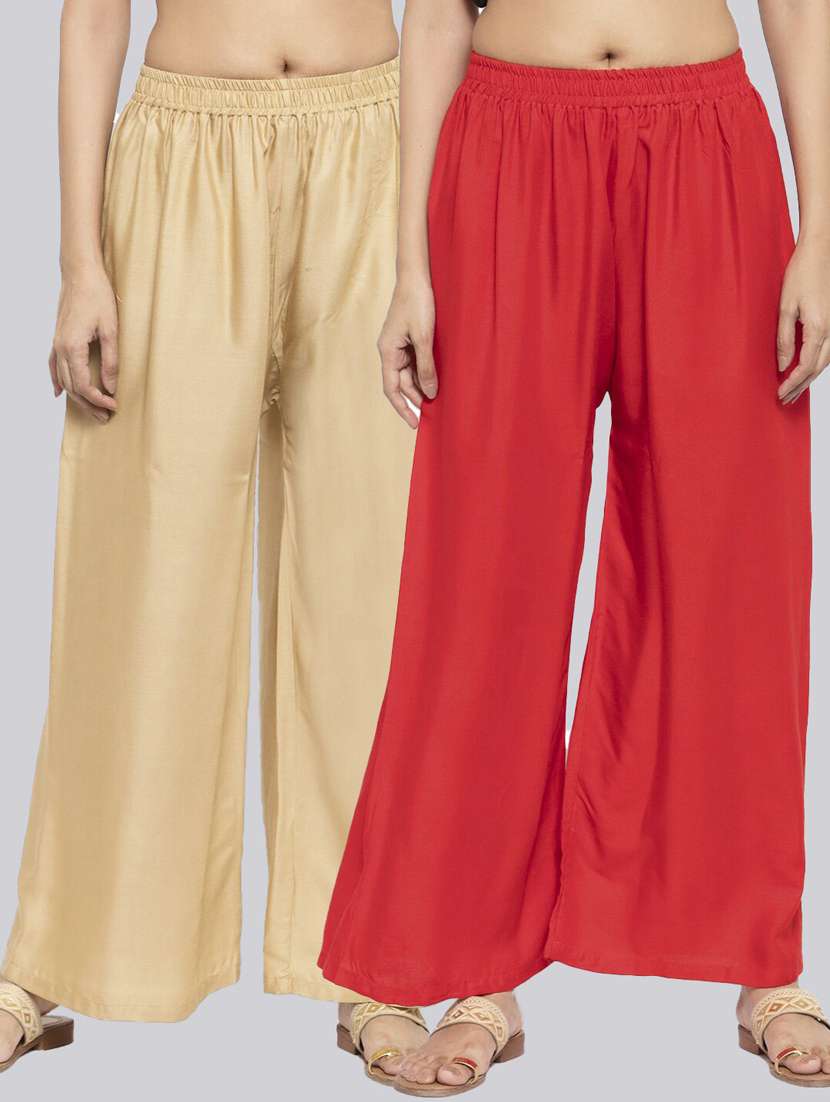pack of 2 solid flared palazzo