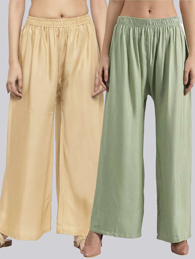 pack of 2 solid flared palazzo