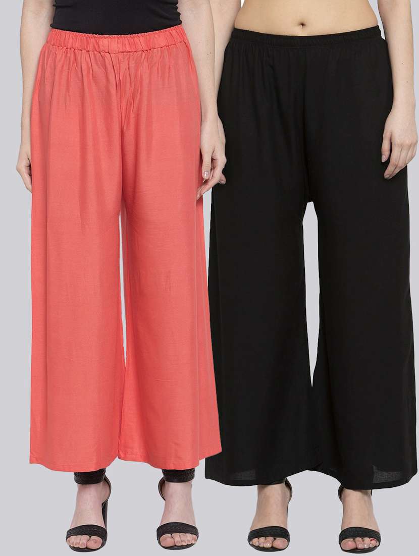 pack of 2 solid flared palazzo