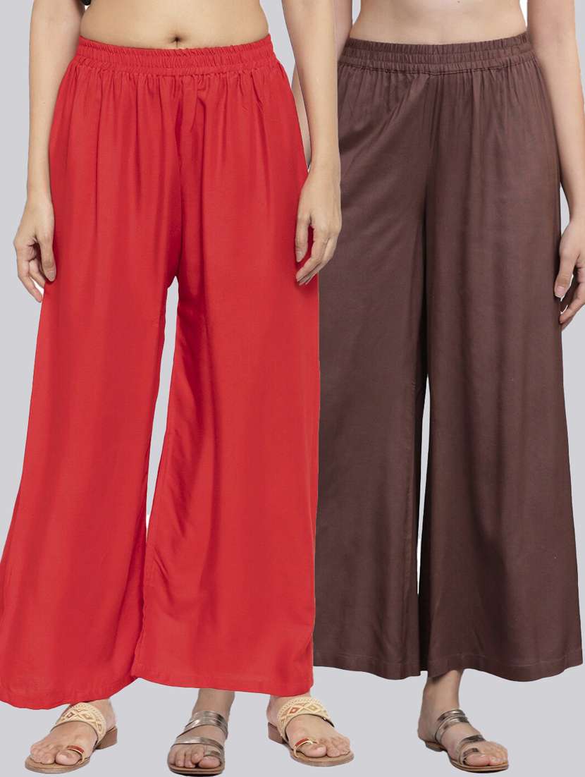 pack of 2 solid flared palazzo