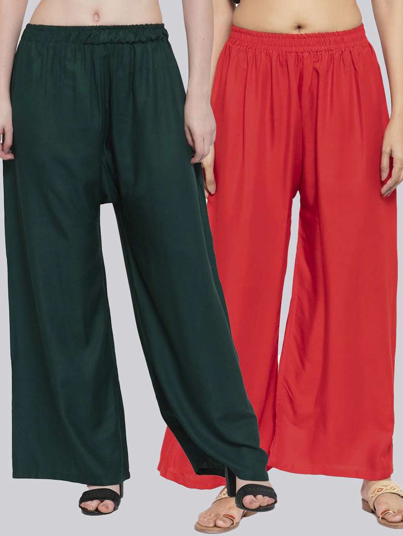 pack of 2 solid flared palazzo