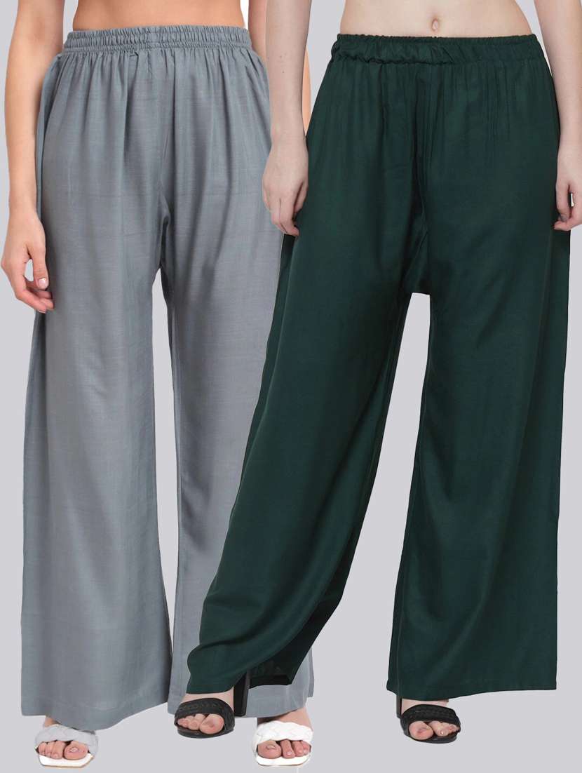 pack of 2 solid flared palazzo