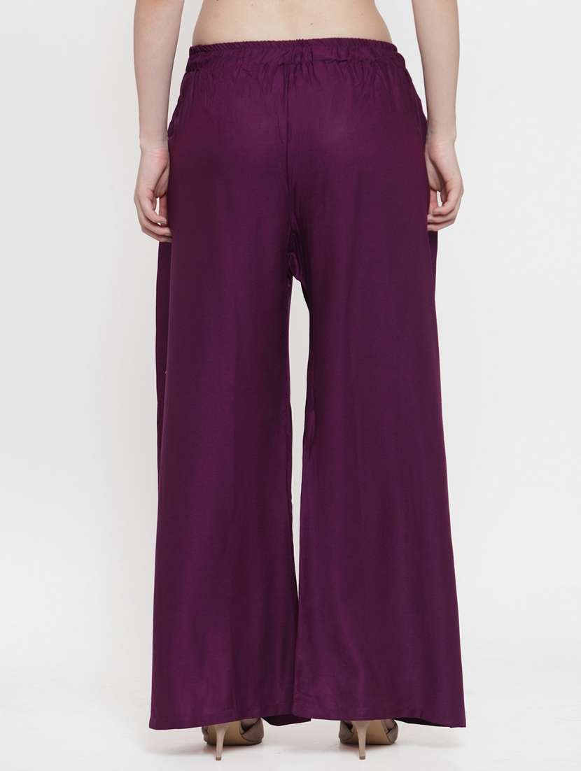 pack of 2 solid flared palazzo - 18520509 -  Standard Image - 4