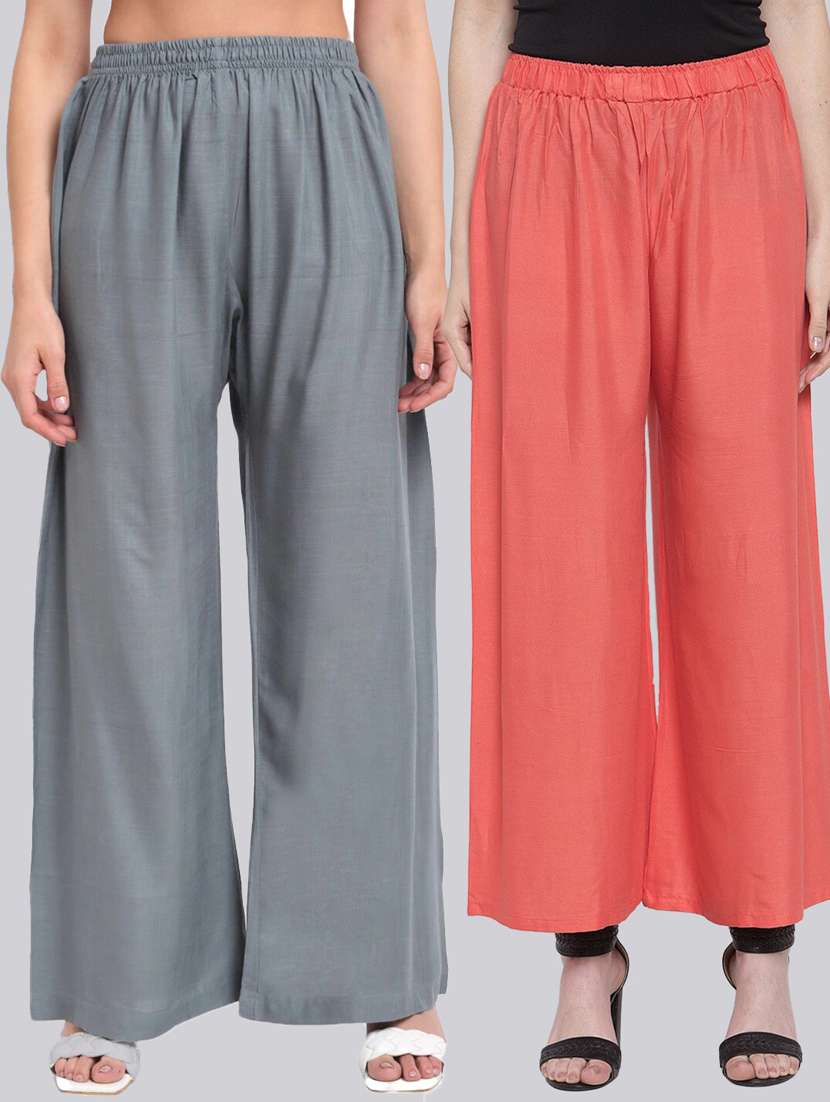 pack of 2 solid flared palazzo