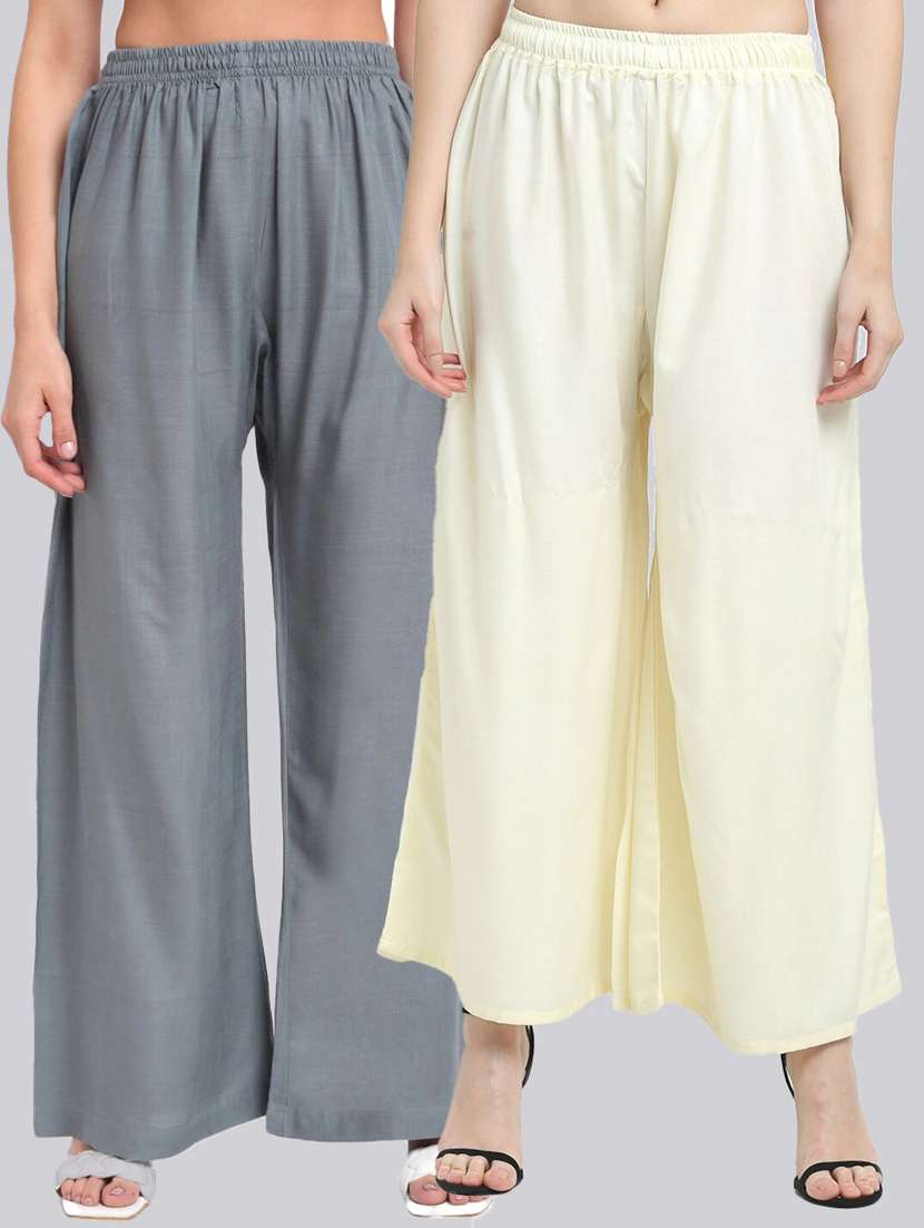 pack of solid flared palazzo - 18520528 - Zoom Image - 0