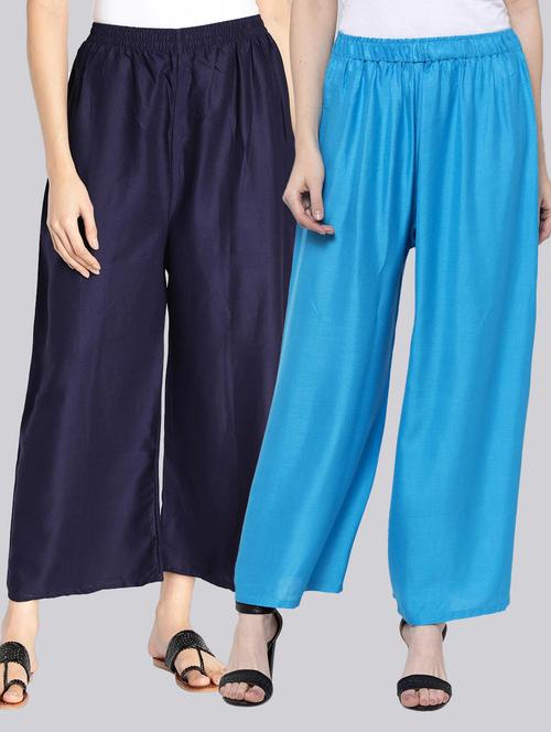 pack of 2 solid flared palazzo - 18520534 -  Standard Image - 0