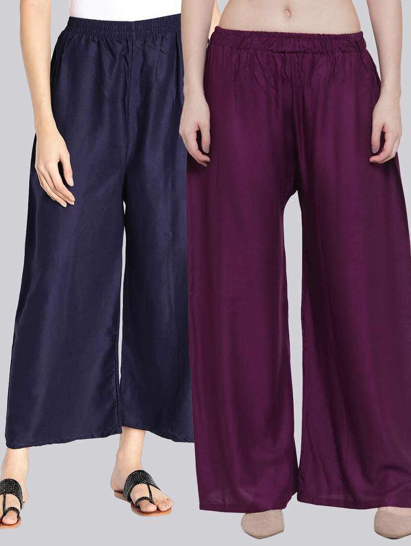 pack of 2 solid flared palazzo