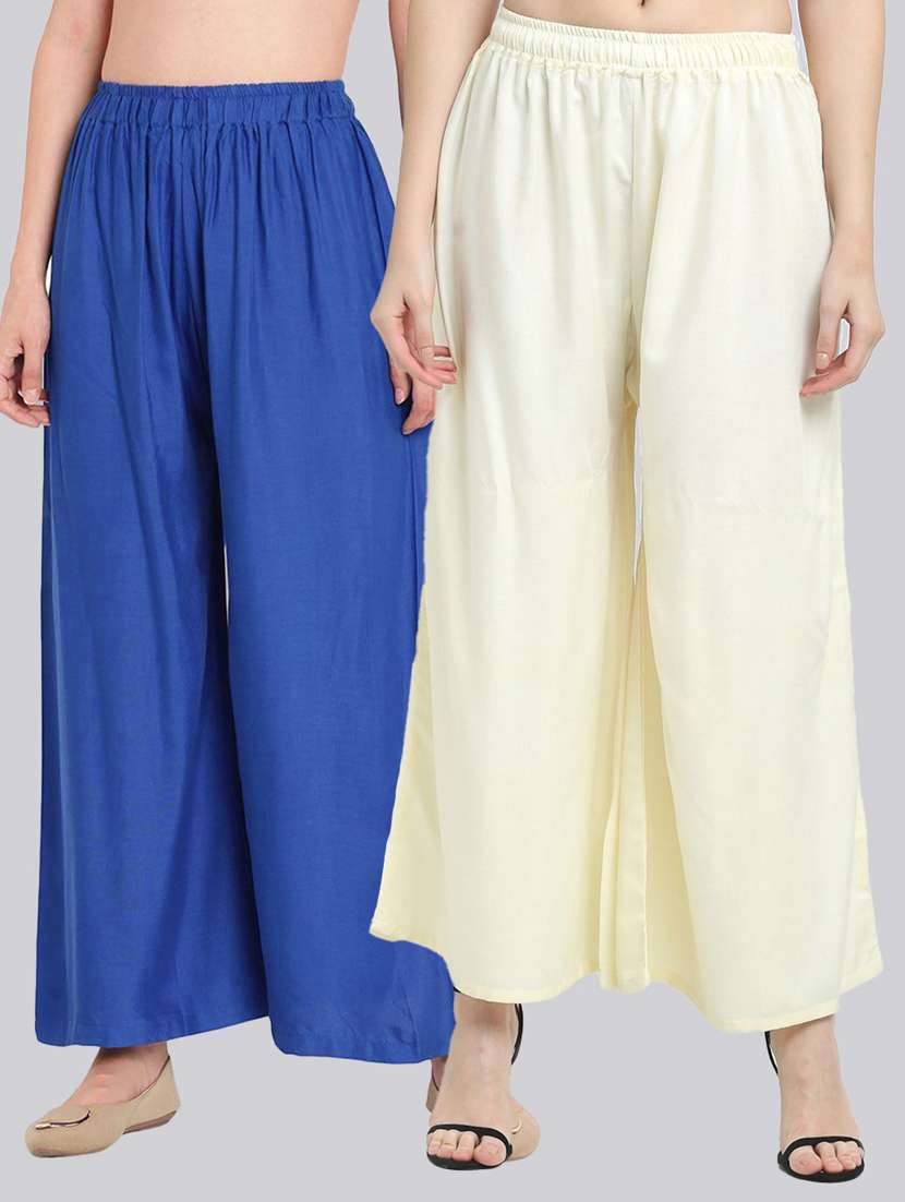 pack of solid flared palazzo