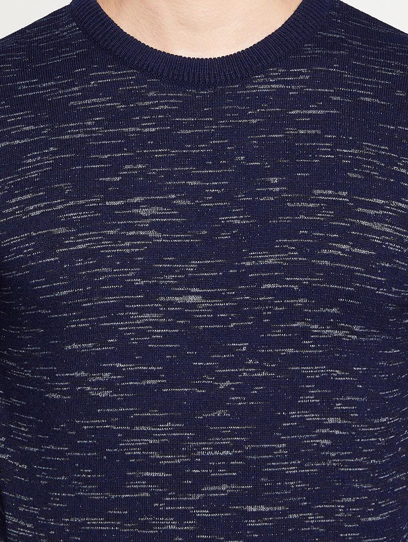 navy blue self designed pullover - 18522556 - Standard Image - 4