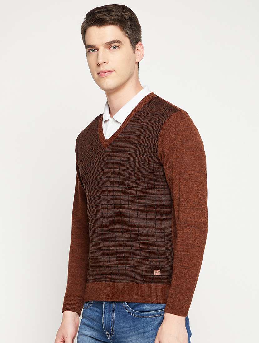 brown checkered pullover - 18522571 -  Standard Image - 1