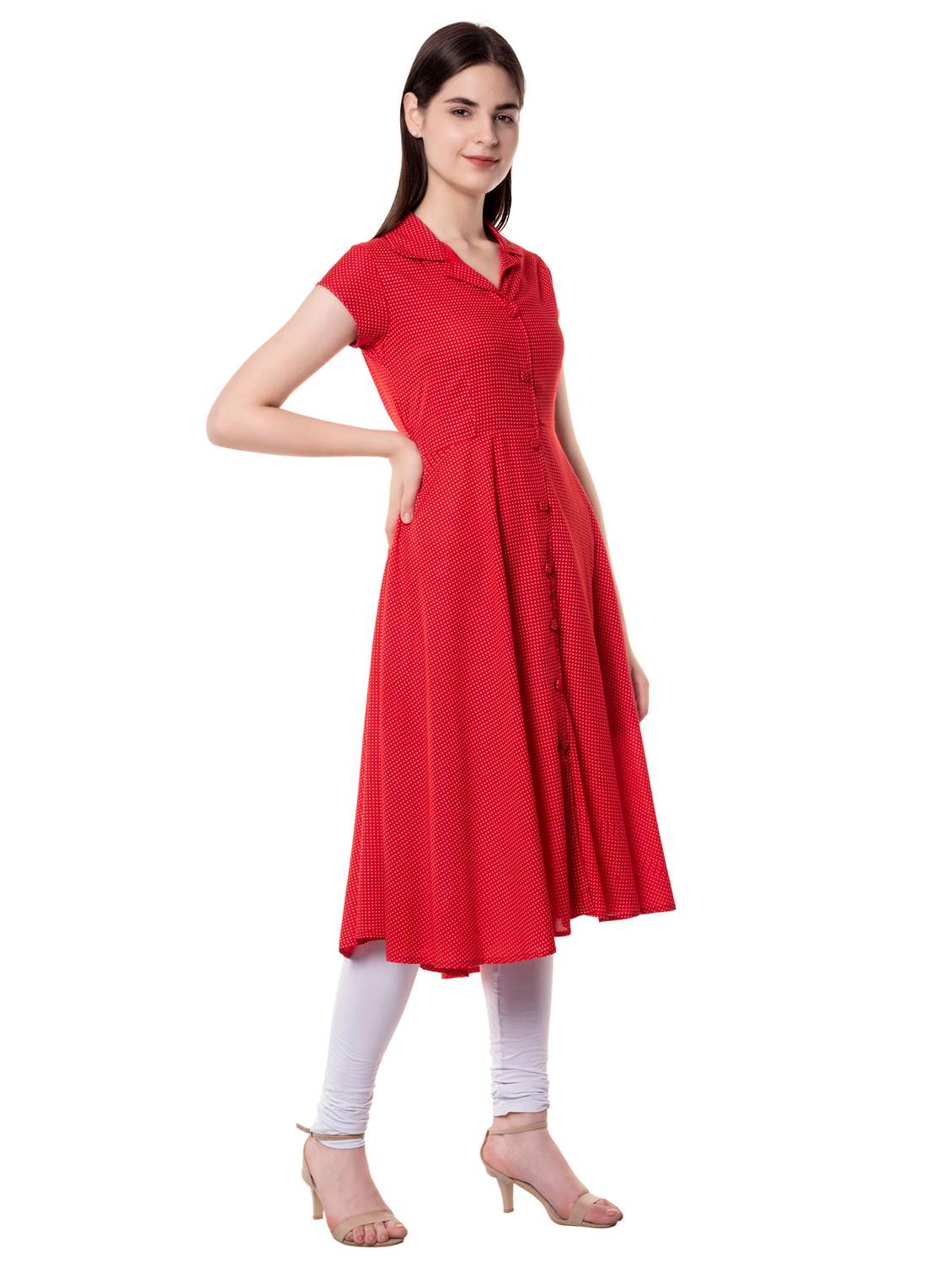 polka dots flared kurta