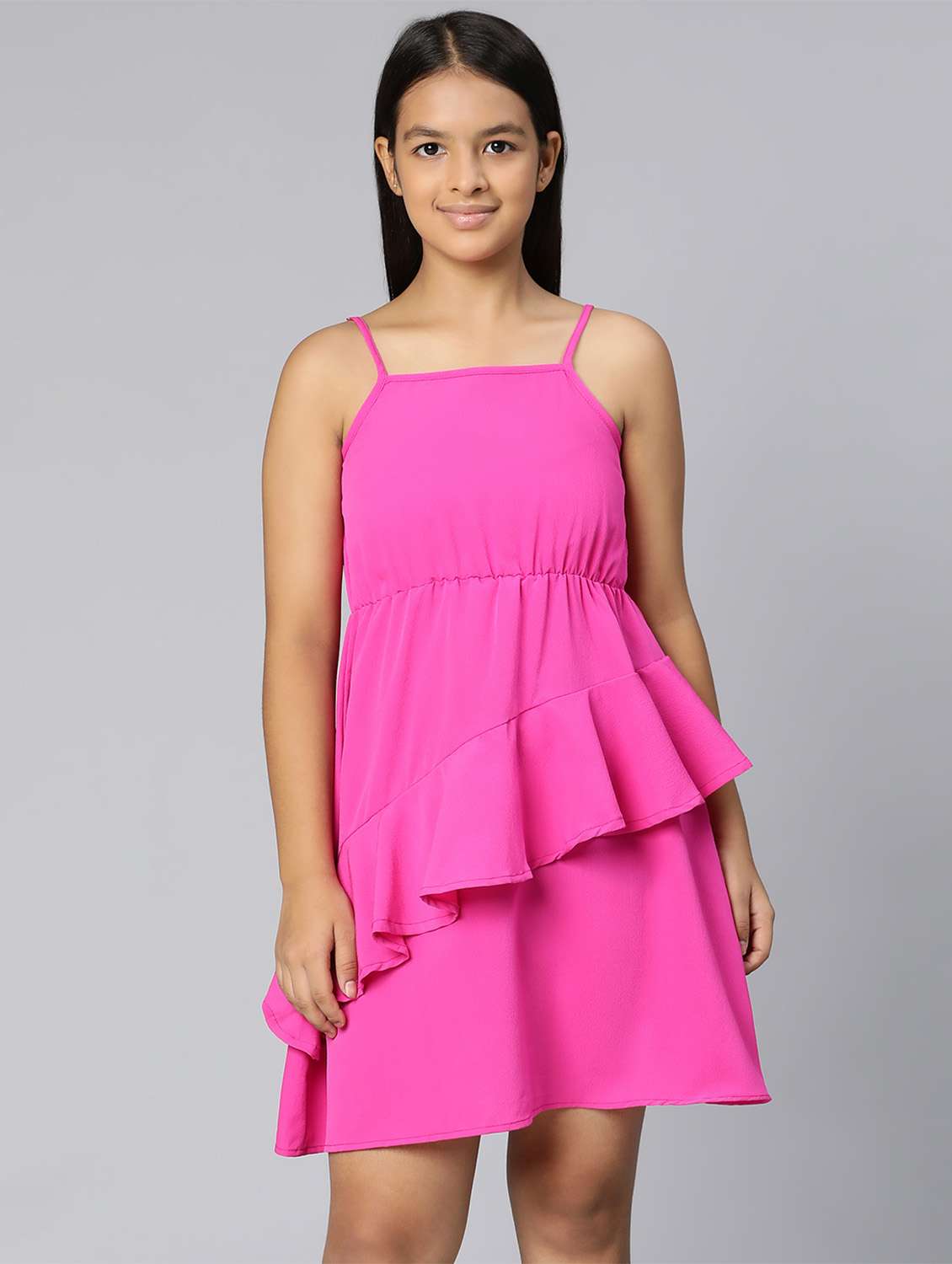 girls shoulder strap sleeveless frock