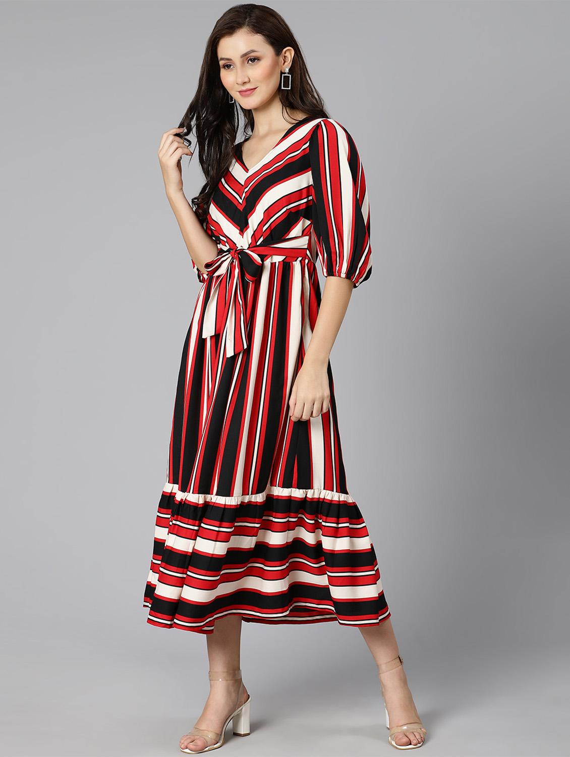 women's tiered dress striped dress - 18523615 - Standard Image - 1