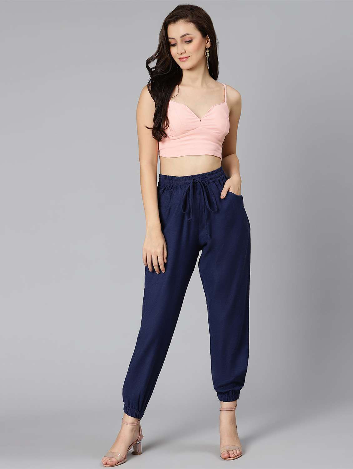 navy blue solid jogger - 18523656 -  Standard Image - 4