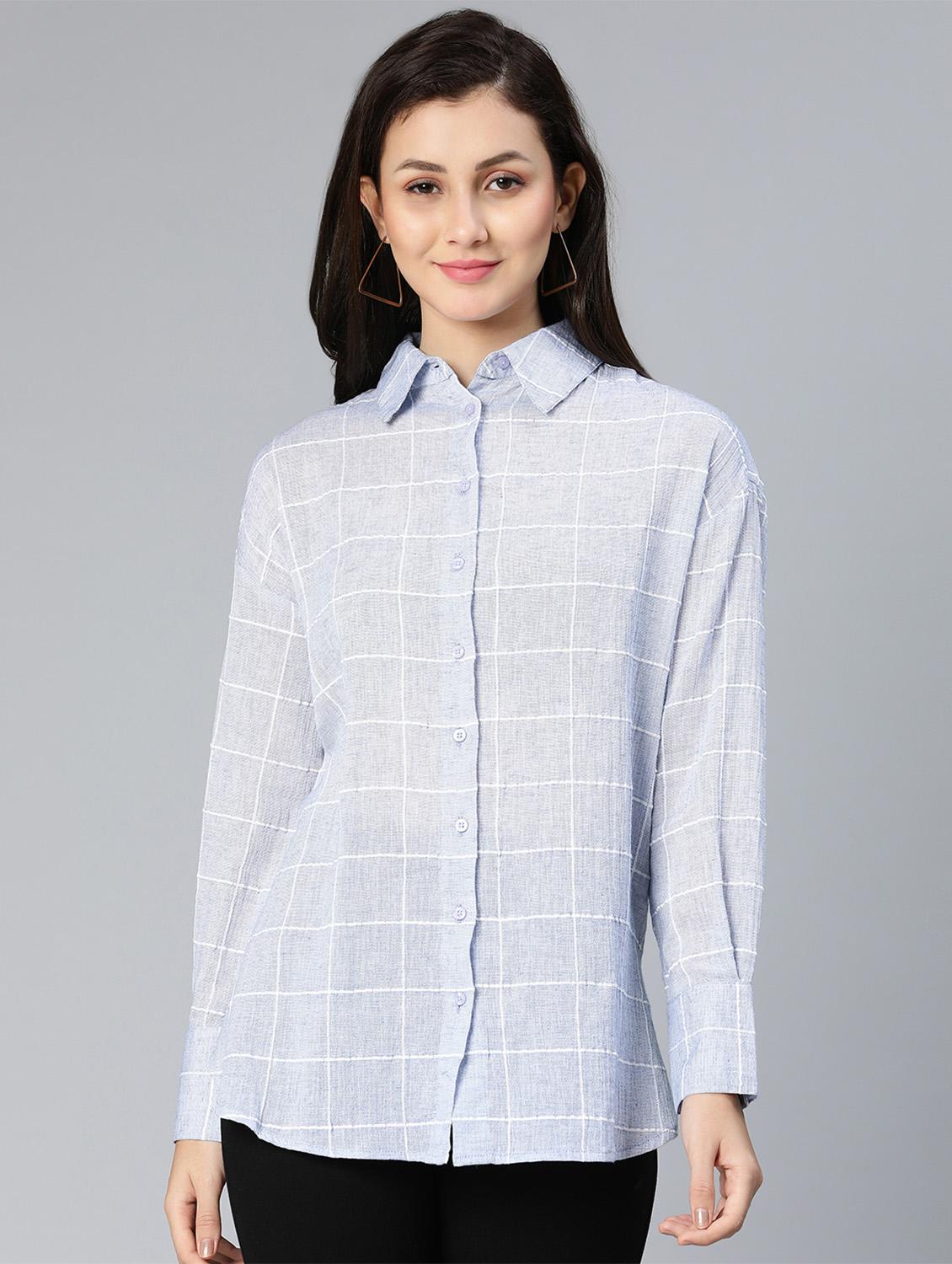 blue checkered regular shirt