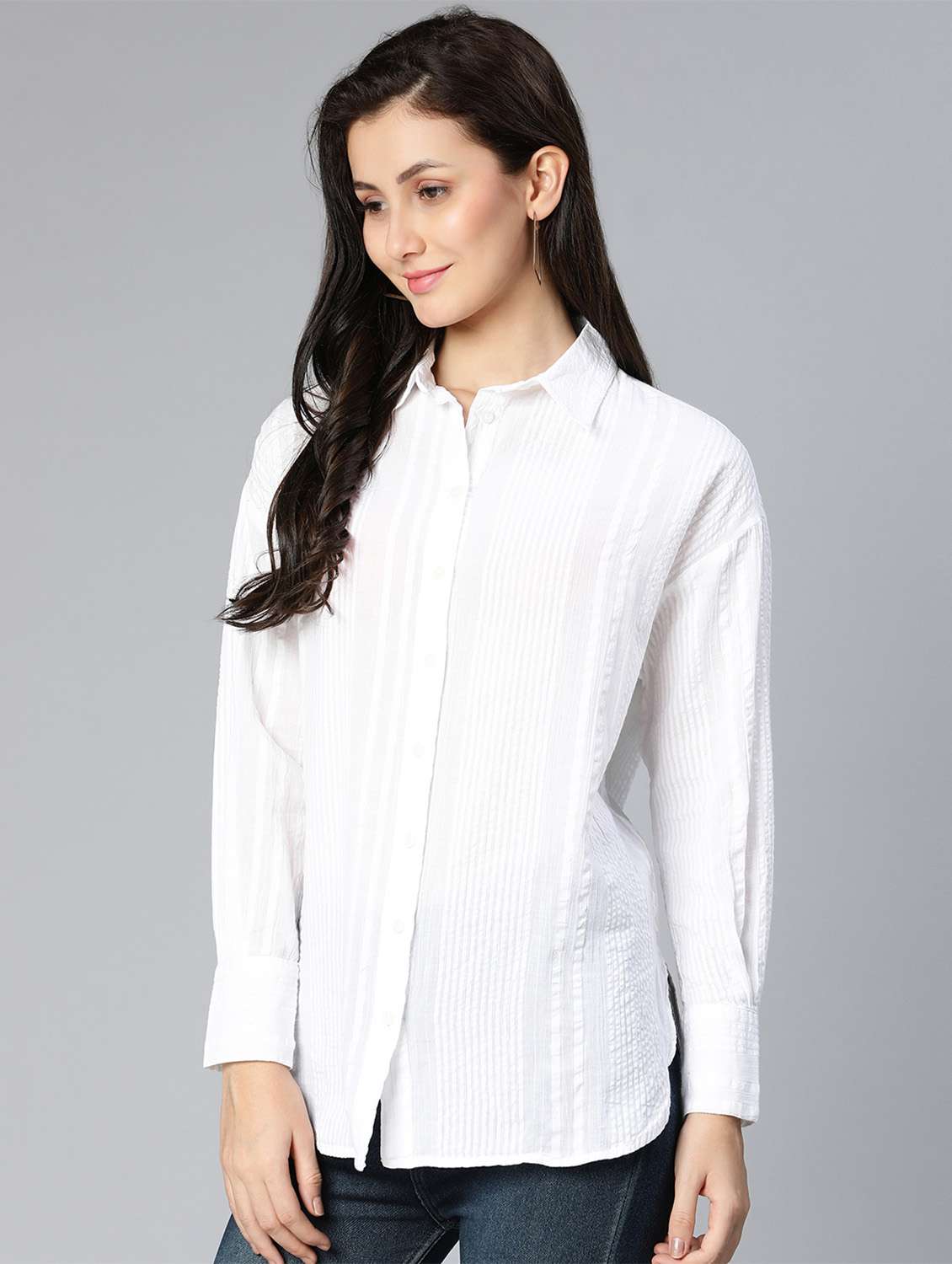 long sleeved striped regular shirt - 18523664 - Standard Image - 1