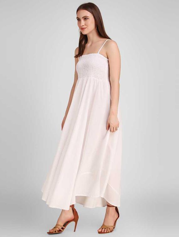 smocked detailed solid maxi dress - 18523847 -  Standard Image - 1