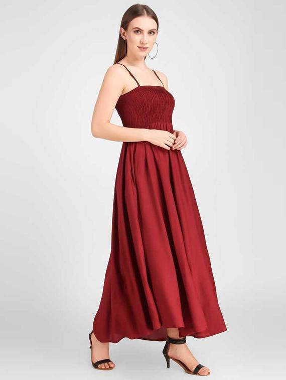 smocked detailed solid maxi dress - 18523850 - Standard Image - 1