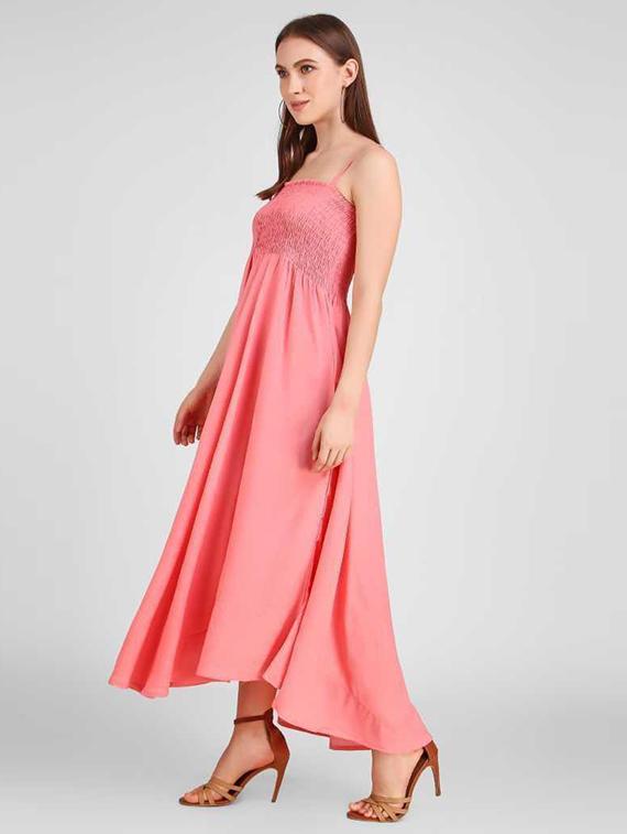 smocked detailed solid maxi dress - 18523858 - Standard Image - 1
