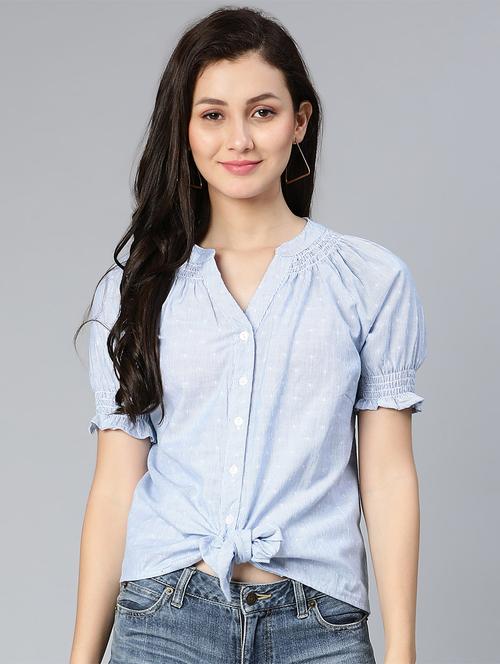 tie front striped shirt - 18524585 - Standard Image - 0