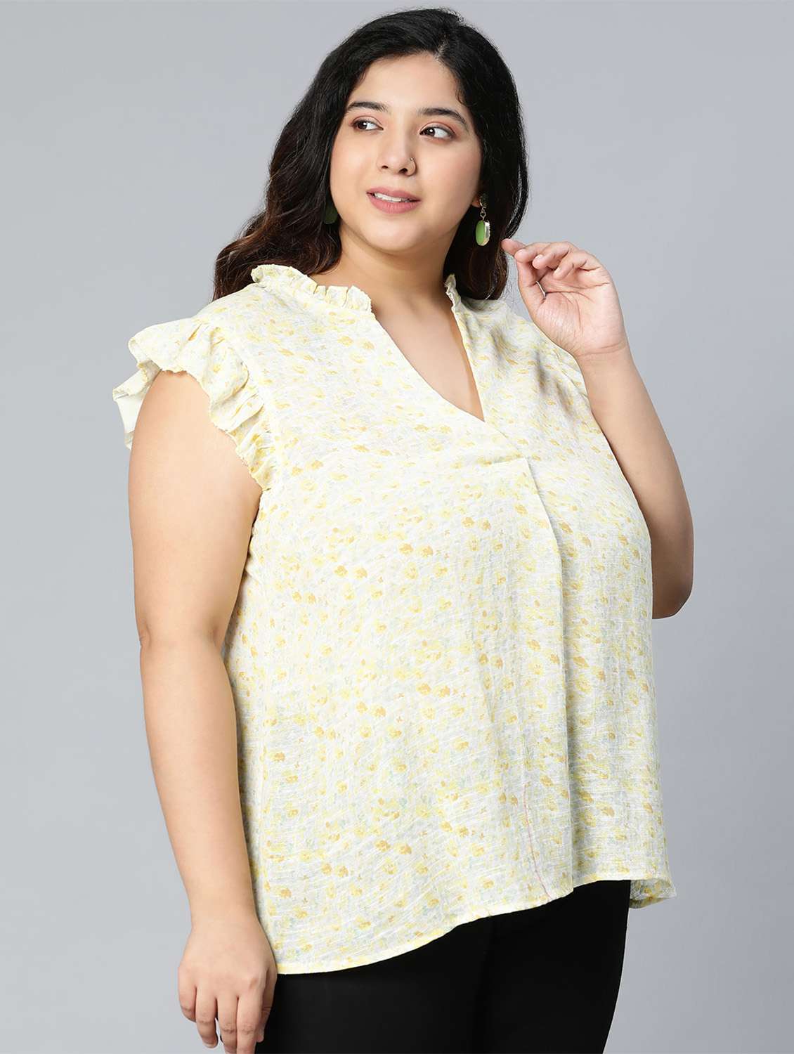 women's a line overlap neck top - 18524596 -  Standard Image - 1