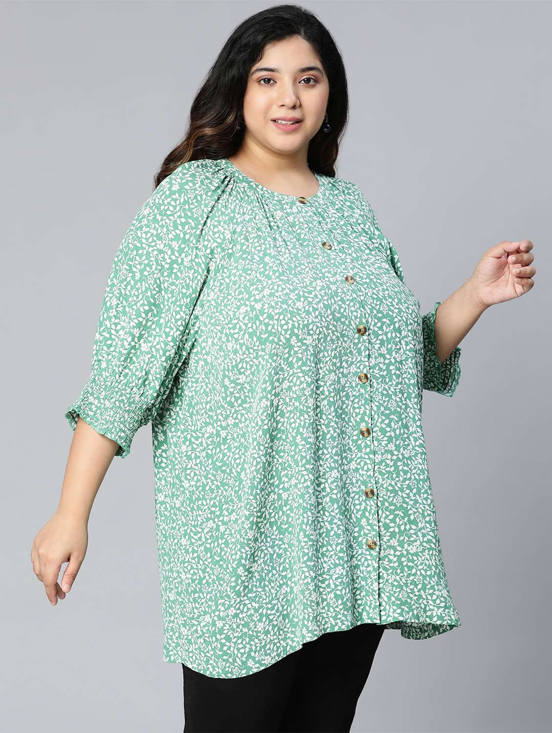 round neck floral regular tunic - 18524609 -  Standard Image - 1