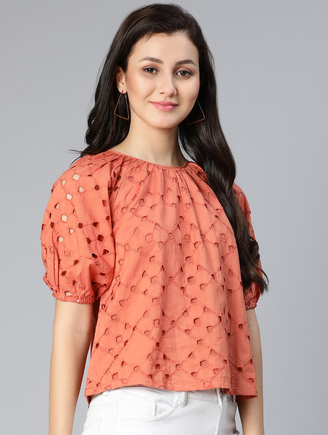 women's crop round neck top - 18524613 - Standard Image - 1