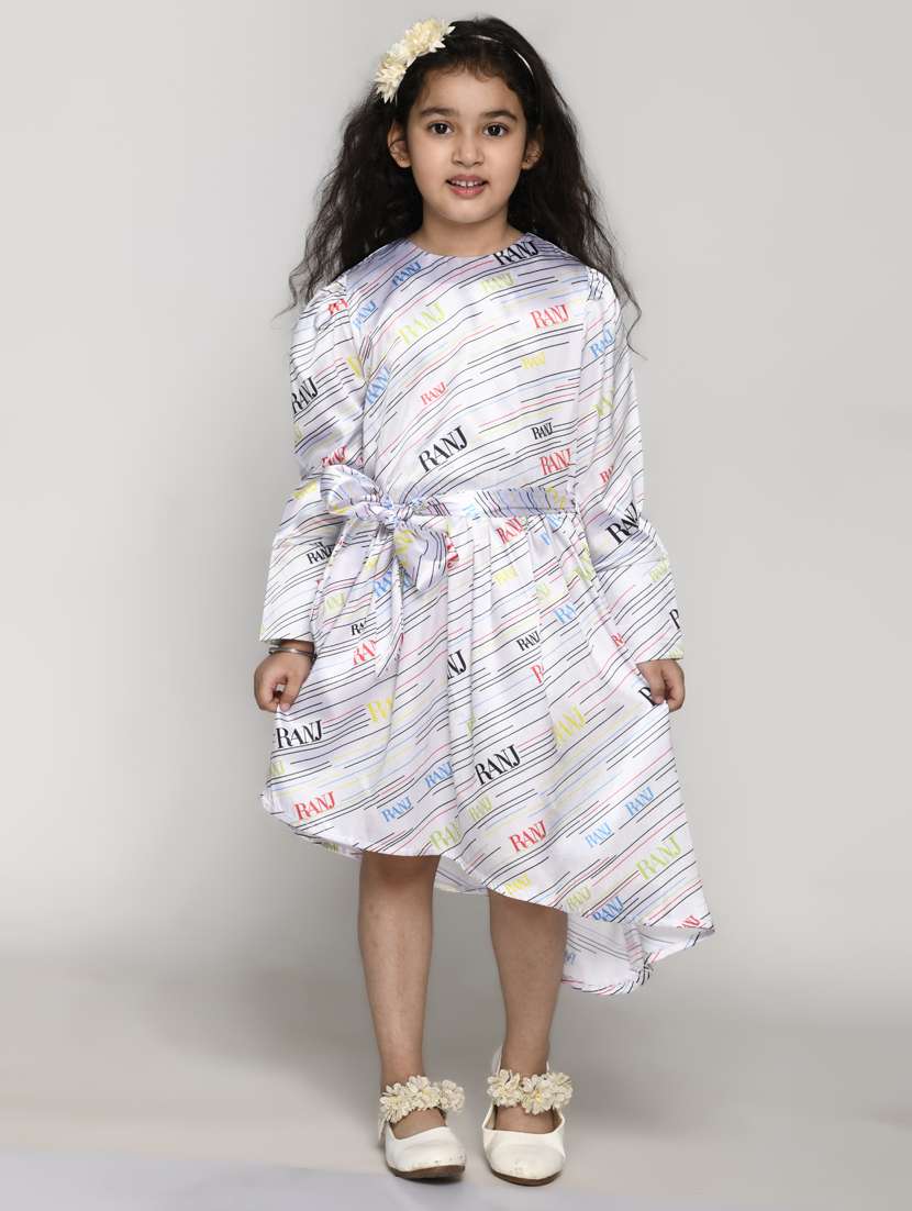 girls round neck long sleeves frock