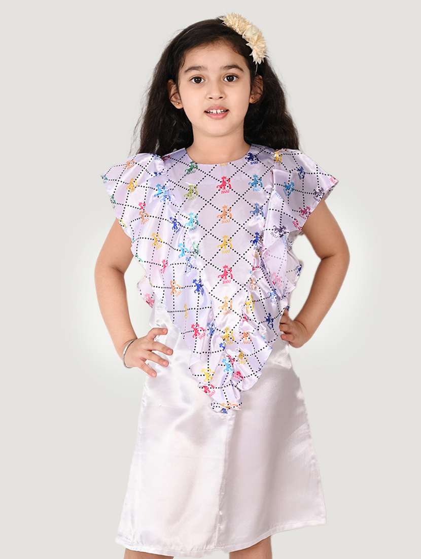 girls round neck short sleeves frock
