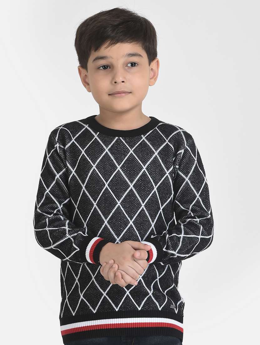 boys crew neck checkered sweater