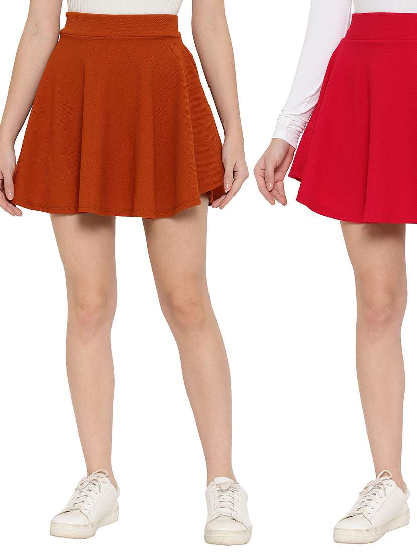 pack of 2 solid skater skirt 