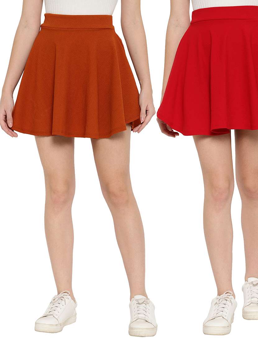 pack of 2 solid skater skirt 