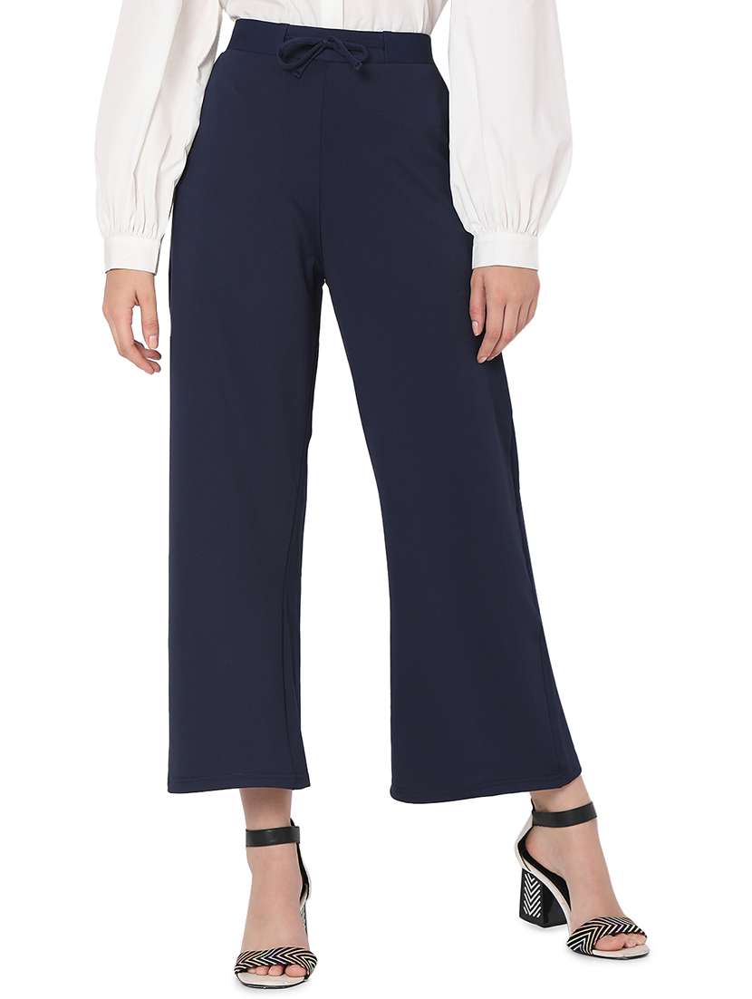 high waist solid flared trouser