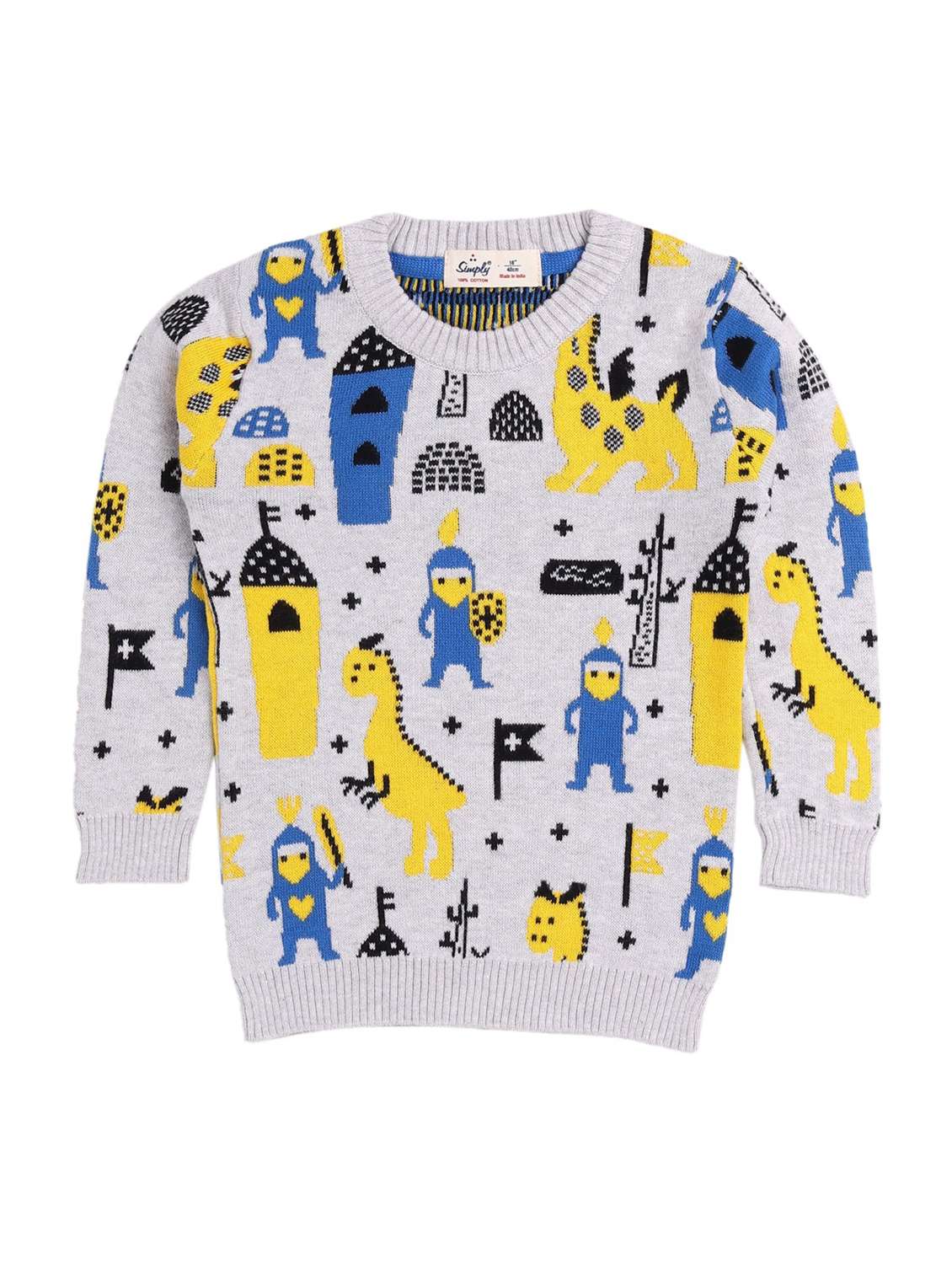 boys crew neck printed sweater