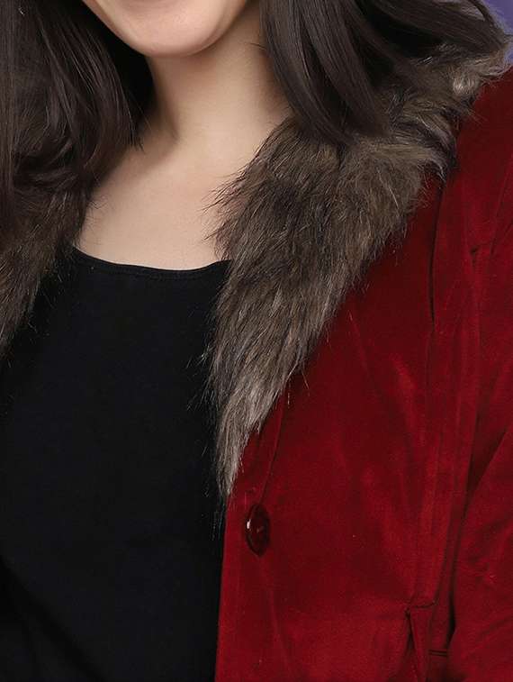 lapel neck solid fur jacket - 18528514 -  Standard Image - 4