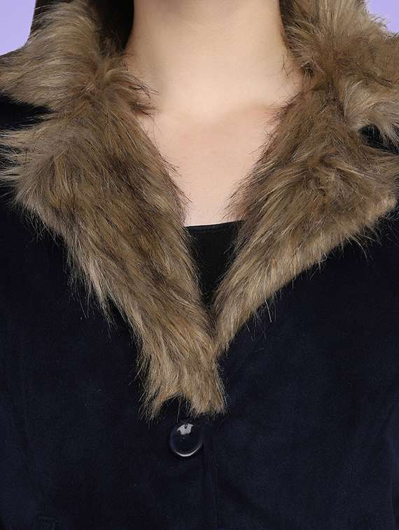 lapel neck solid fur jacket - 18528516 -  Standard Image - 4