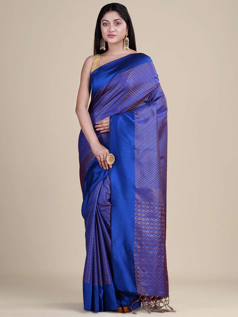 self design zari work woven saree with blouse