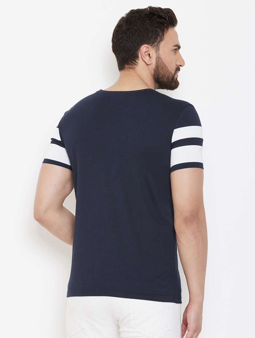 crew neck stripes cut & sew t-shirt - 18528742 -  Standard Image - 1